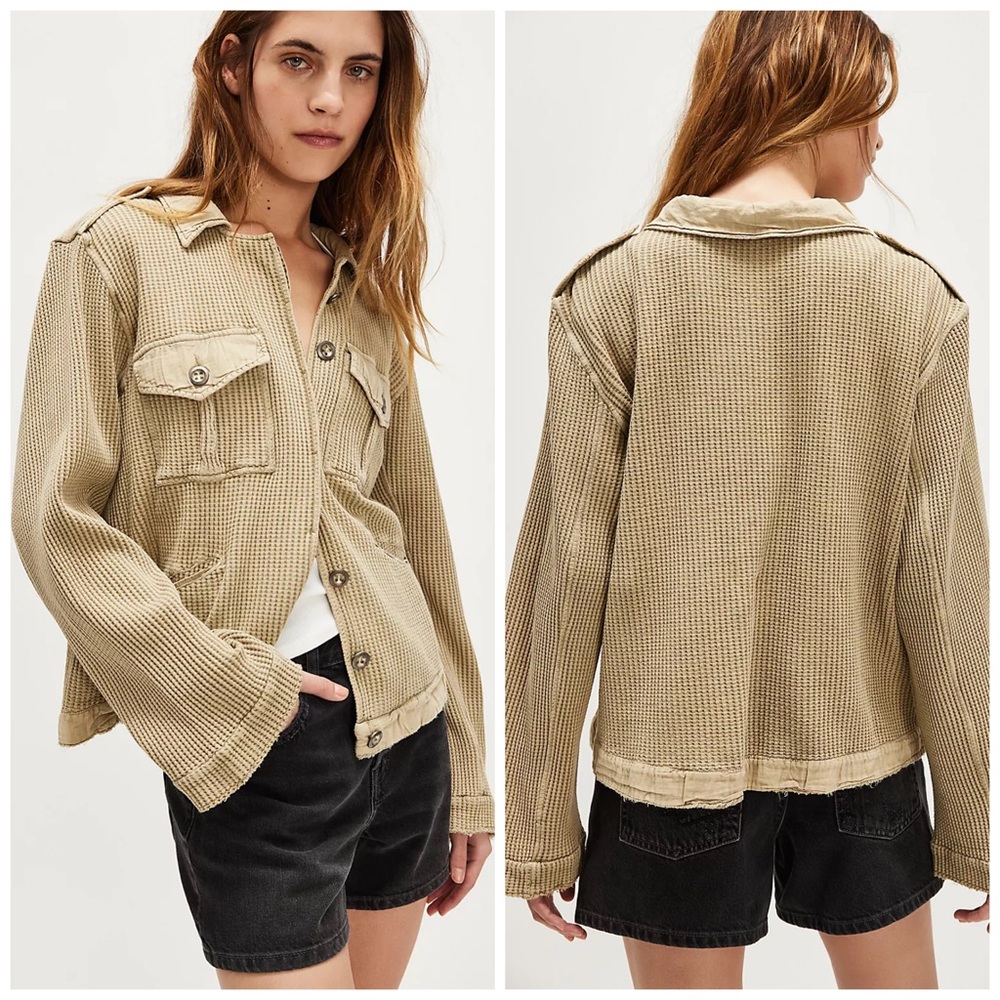 Free People Logan Jacket Green Tea Leaves XS NWT - Picture 2 of 10